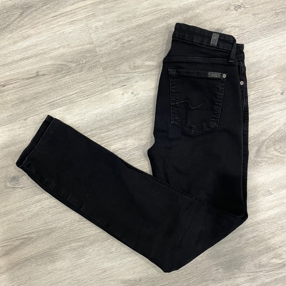 7 For All Mankind Black Karch Bootcut Jeans - Picture 2 of 7